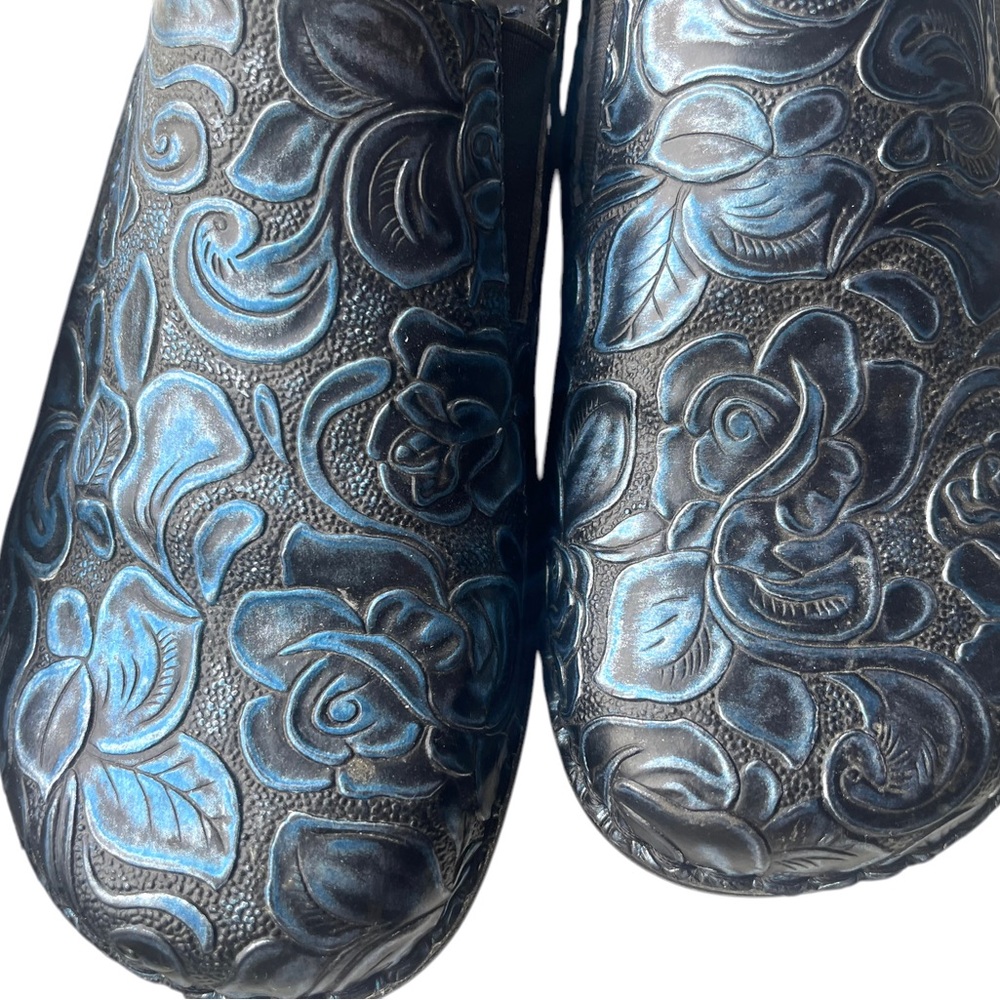 Spring Step Manila Slip On Comfort Shoe Hybrid Blue Floral Tooled Leather Sz 8.5 - Picture 6 of 12
